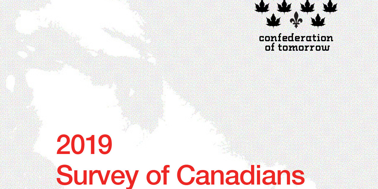 Cover page of the 2019 Survey of Canadians report titled Towards Reconciliation: Indigenous and non-Indigenous Perspectives, featuring a logo of black maple leaves shaped like a tree.